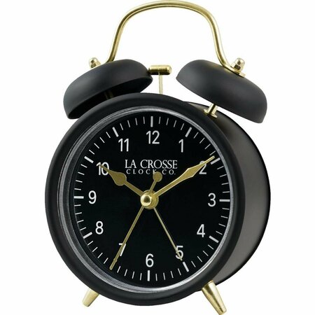 LA CROSSE TECHNOLOGY La Crosse Clock Co. Black Twin Bell Alarm Clock 617-3314BG